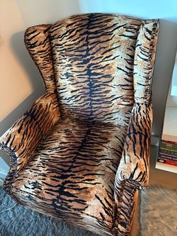 Tiger Print Wingback Accent Chair