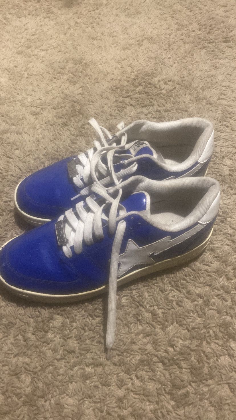 BAPE STA sneakers in blue + white patent