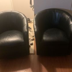 Black Leather Swivel Chairs 