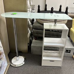 Gloss White Glass Top Bar Table
