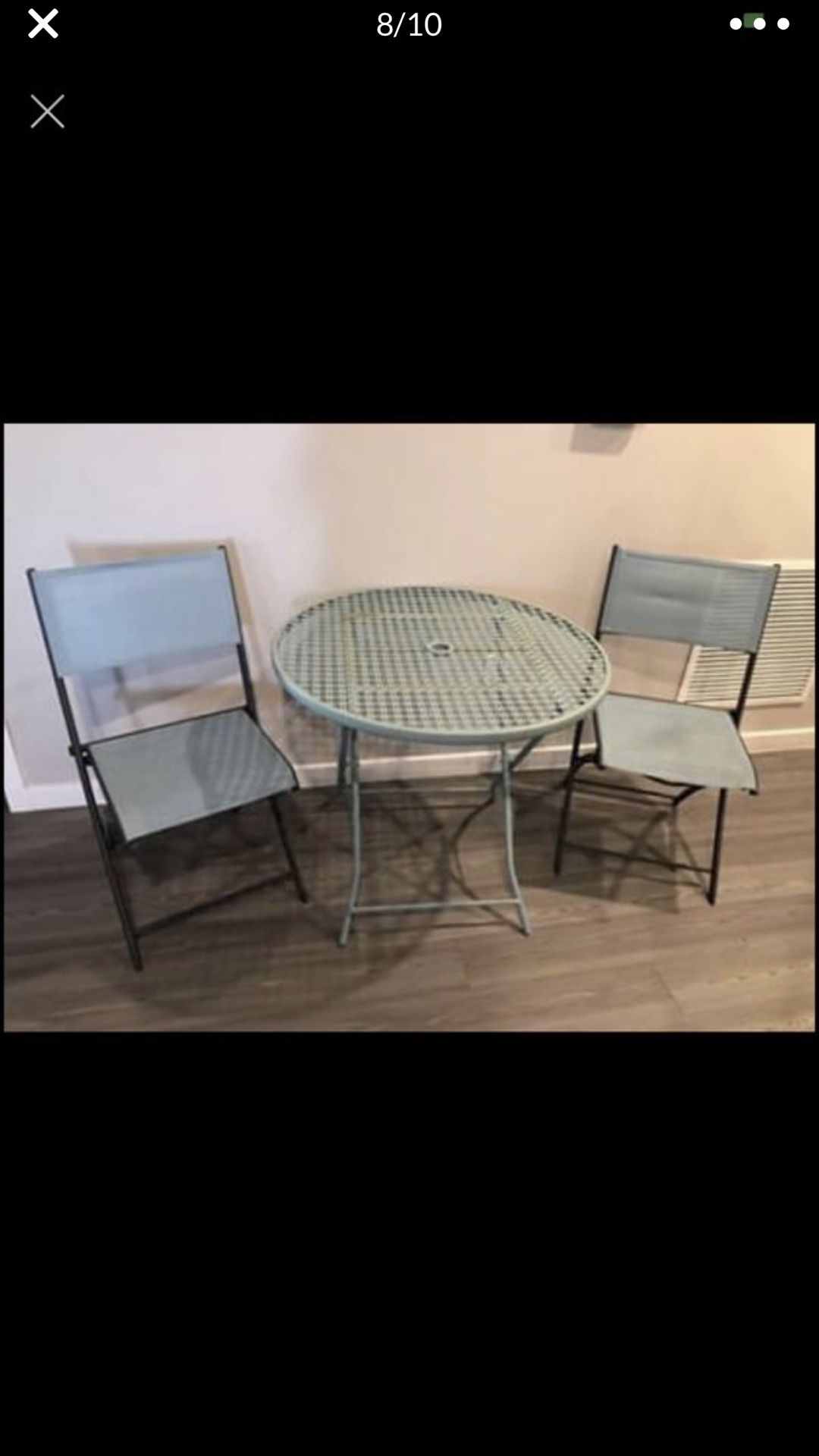 patio set, all foldable, table diameter 32 and 2 chairs