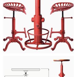  NEW In BOX - 2 Swivel Rustic Tractor Seat Bar Stools