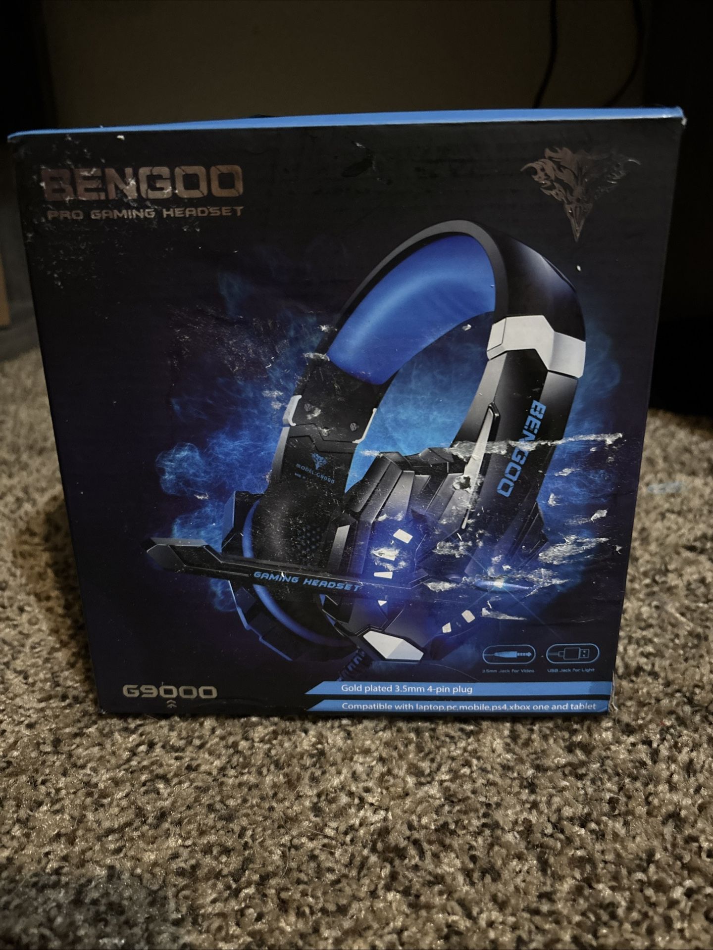 Bengoo Pro Gaming Headset, Blue And Black. Damaged Box, But Brand New