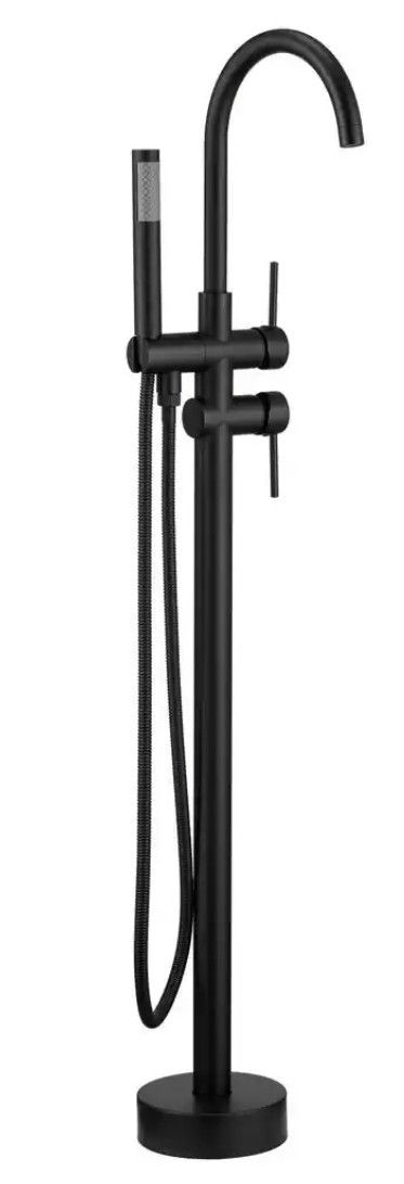 2-Handle Residentail Freestanding Bathtub Faucet with Hand Shower, Matte Black