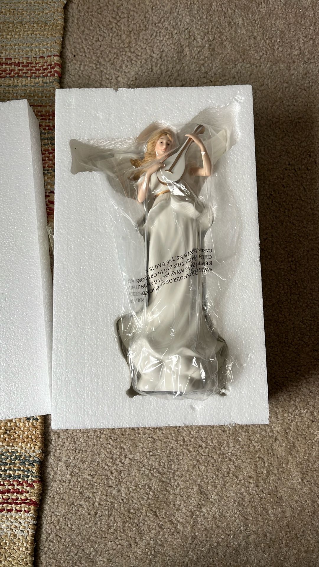 14" Porcelain Holiday Angel Figurine Light With Timer