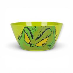 Bioworld Grinch Face Lime Green Melamine Large Holiday Serving Bowl