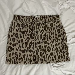 Kensie Jeans Vintage Luxe Tan Brown Animal Print Mini Skirt Cheetah Leopard