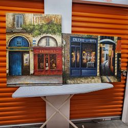 Large Paris Cafe Wall Art Set (30"x40") + 4 Tablecloths