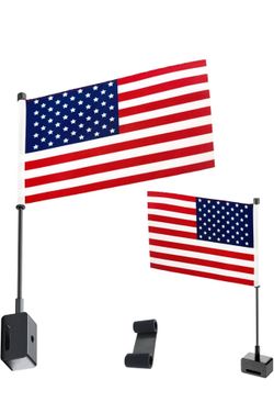 Magnetic Golf Cart Flag, Aluminum Alloy Base, 9 x 6" American Golf Flag with Dual Mounting Positions, Stable Installation Golf Pin Flag for Golf Carts
