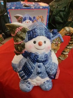 Handpainted Snowman Pitcher
