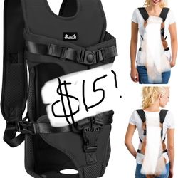 Lukovee Dog Backpack Carrier, Legs Out Easy-Fit Dog Front Carrier For Small Medium Dogs, Adjustable Hands Free Dog Chest Carrier For Hiking Cycling (B