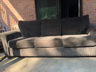 Dark Brown Fabric 3-Seat Sofa and 2 seat sofawith Nailhead Trim