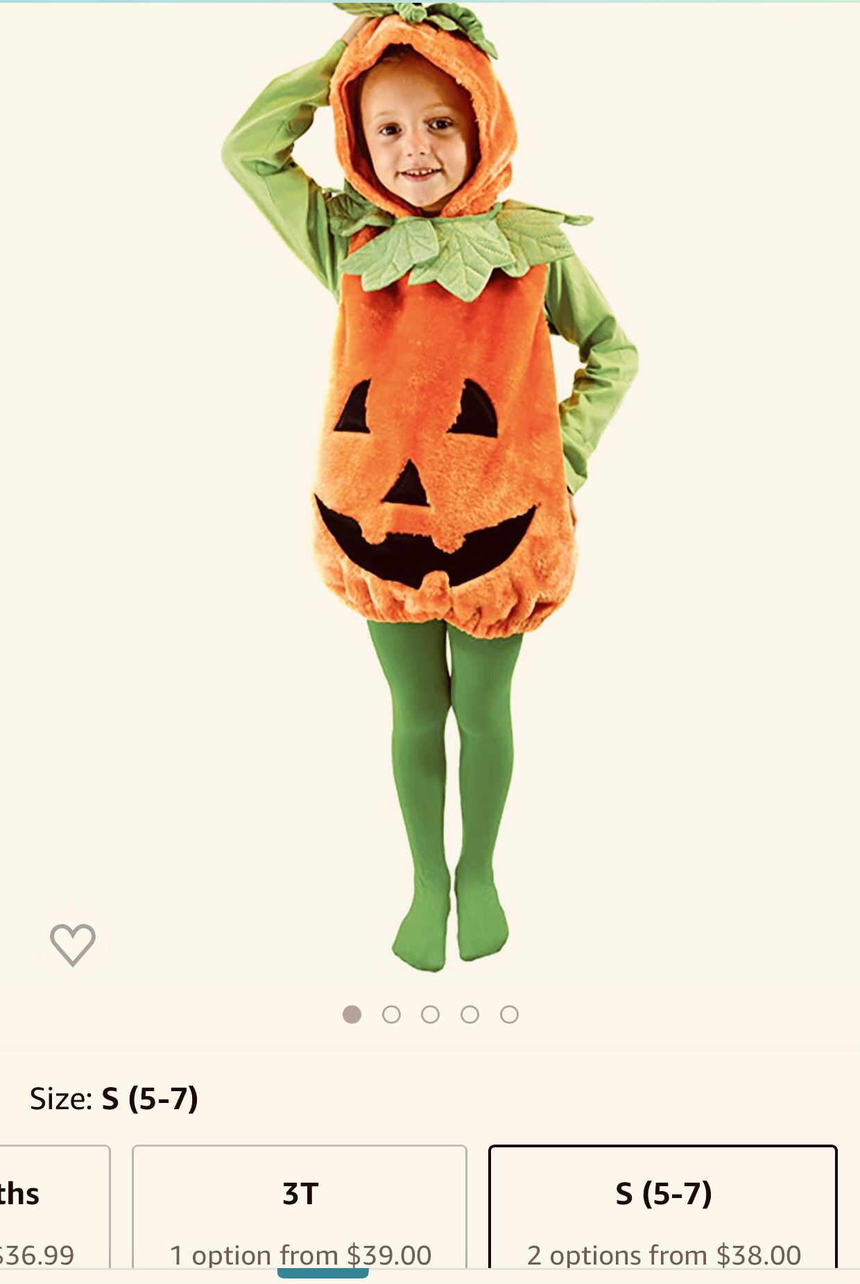 Pumpkin Costume Size 5-6 