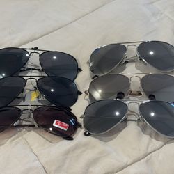 ALL 6 Pairs Of Mens Aviator Sunglasses