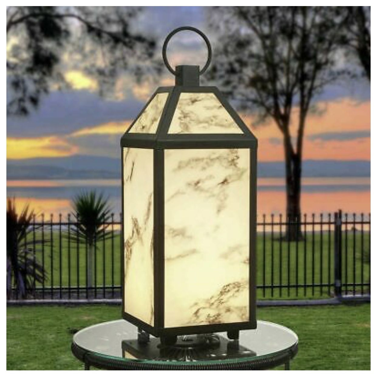 Brand new - Large Led marble art lantern indoor and outdoor