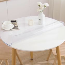 42” Inch Round Clear Table Cover Protector, Clear Round Protector for Dining Room Table, 1.5mm Thick Waterproof Round 2) With Marvel Contact Paper 