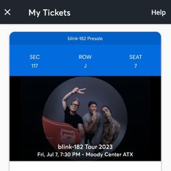 Blink 182 Moody Center 7/2023 Section 117 Row J Seats  6 And 7