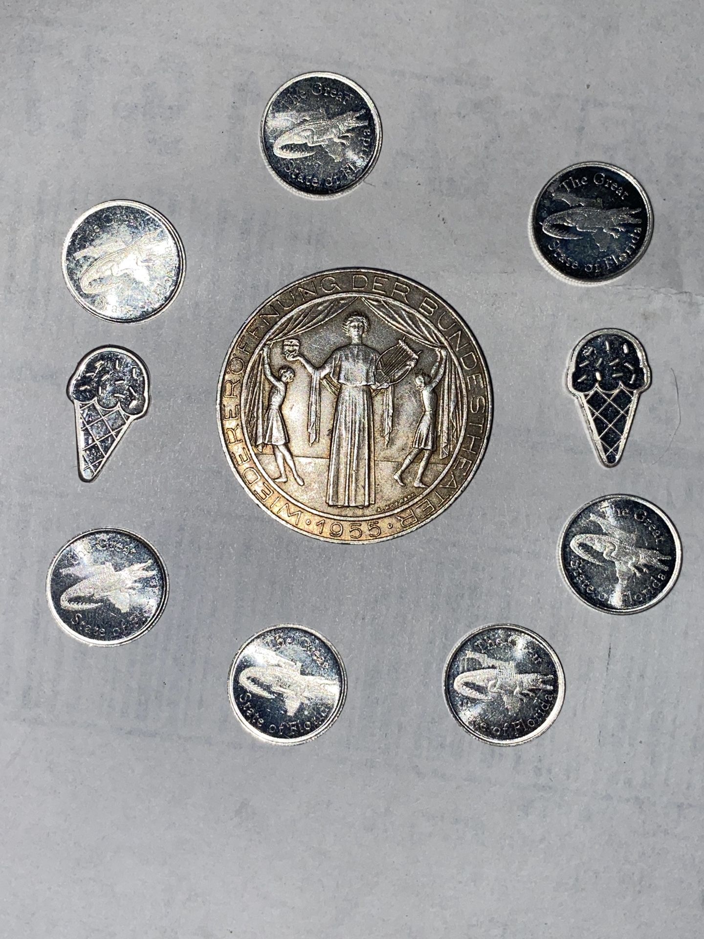 1955 one shilling silver with Other silver