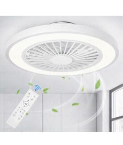 Littarby Ceiling Fan w Lights & Remote 21 Inch Enclosed Bladeless Dimmable White