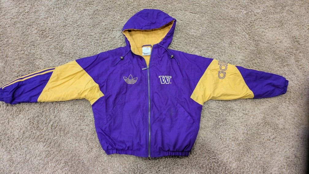 Vintage Adidas Washington Huskies Hooded Coat Size M RARE!