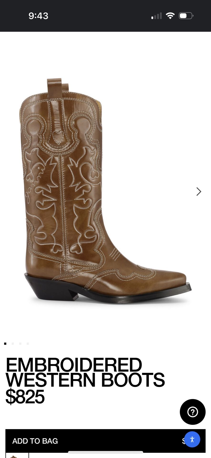 GANNI EMBROIDERED WESTERN BOOTS