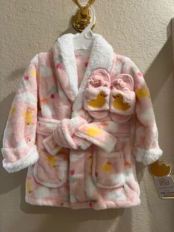 Baby girl Robe & Slippers set