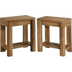 Set of 2 Farmhouse End Table With 2-Tier Storage Shelf For Living Room, Bedroom