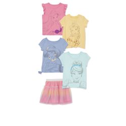 NWT Disney princess 4 shirts with 1 tutu skirt set size 4t