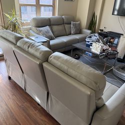 Reclining leather couches with USB power  (2 available)