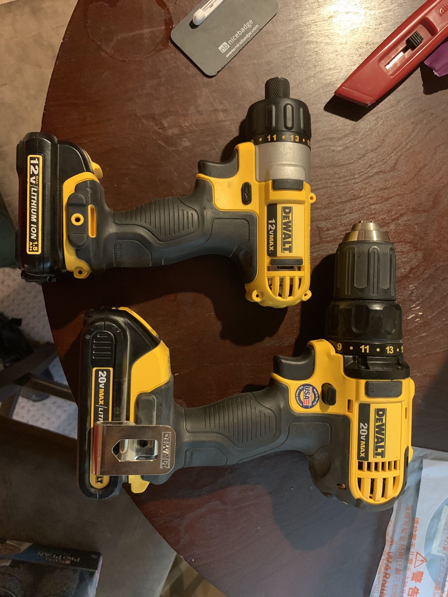 Dewalt 12v impact and 20v hammer drill