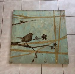 Bird on Branch Mixed Media Canvas Art