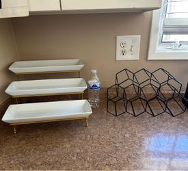 Ceramic Serving Tray & Wine Bottle Holder