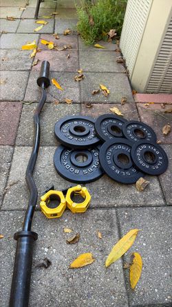 Olympic curl bar and weights
