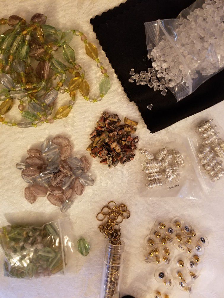 Glass beads, Gem Chips, Pierced Backs, Jump Rings, And Magnetic  Closures. 