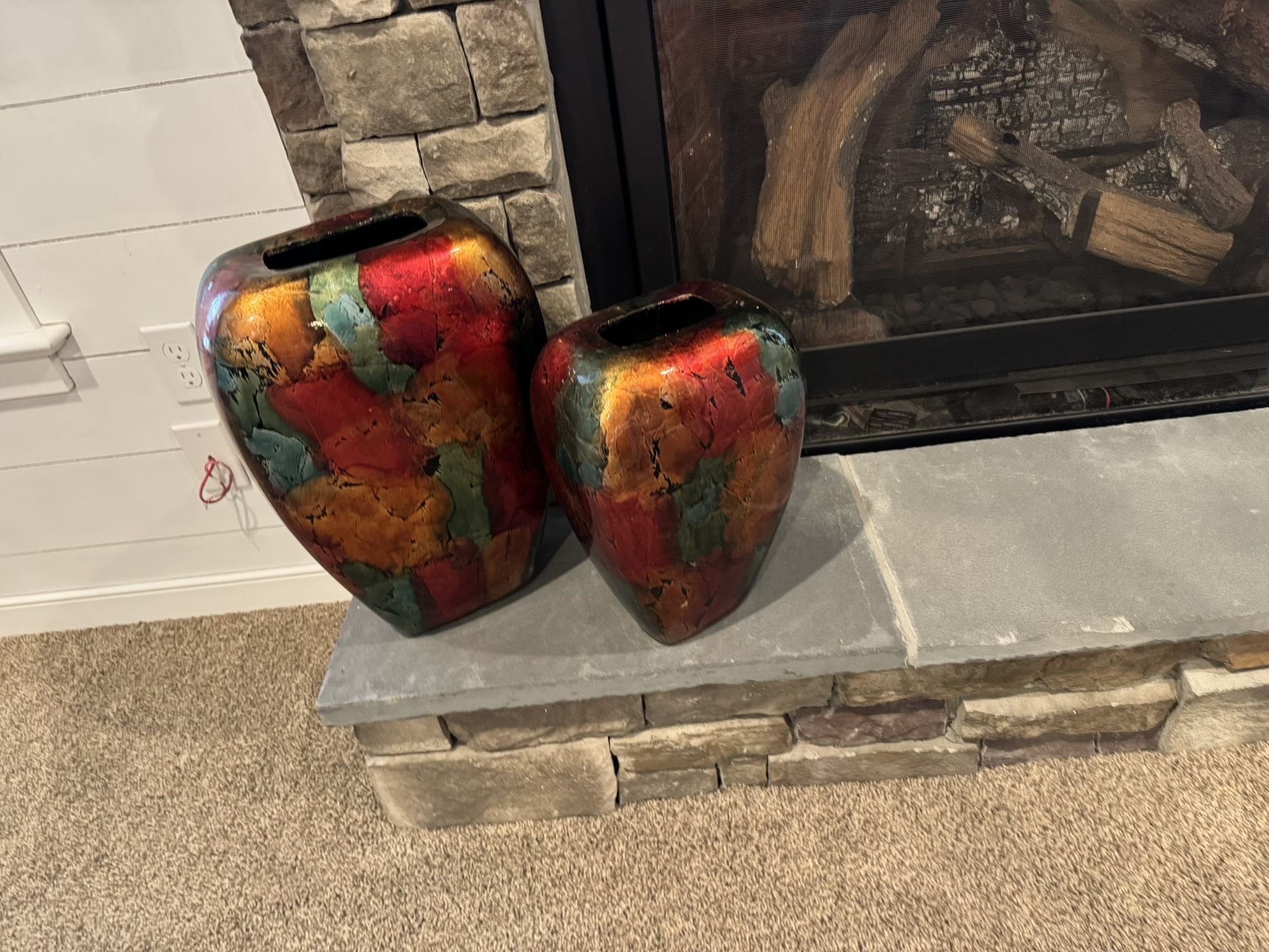 Various Colorful Blown Glass Vases, And Artwork