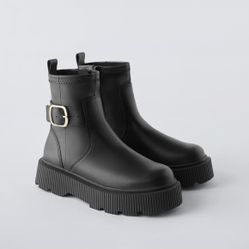 Zara Kids ankle buckle platform boots