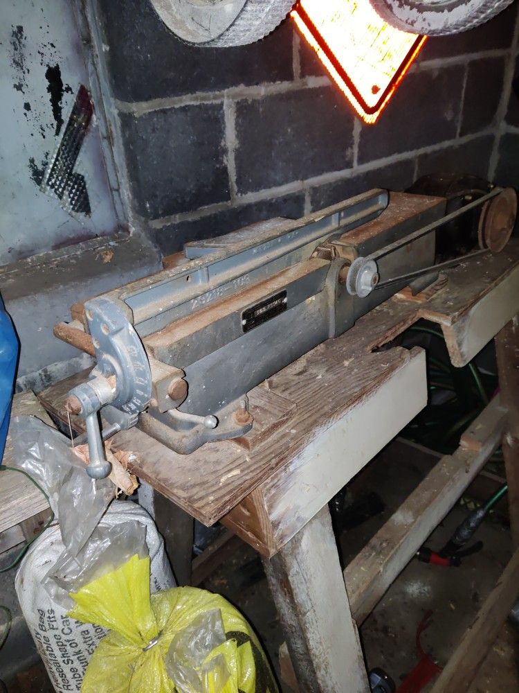 Vintage Planer Machine On Handmade Rolling Cart