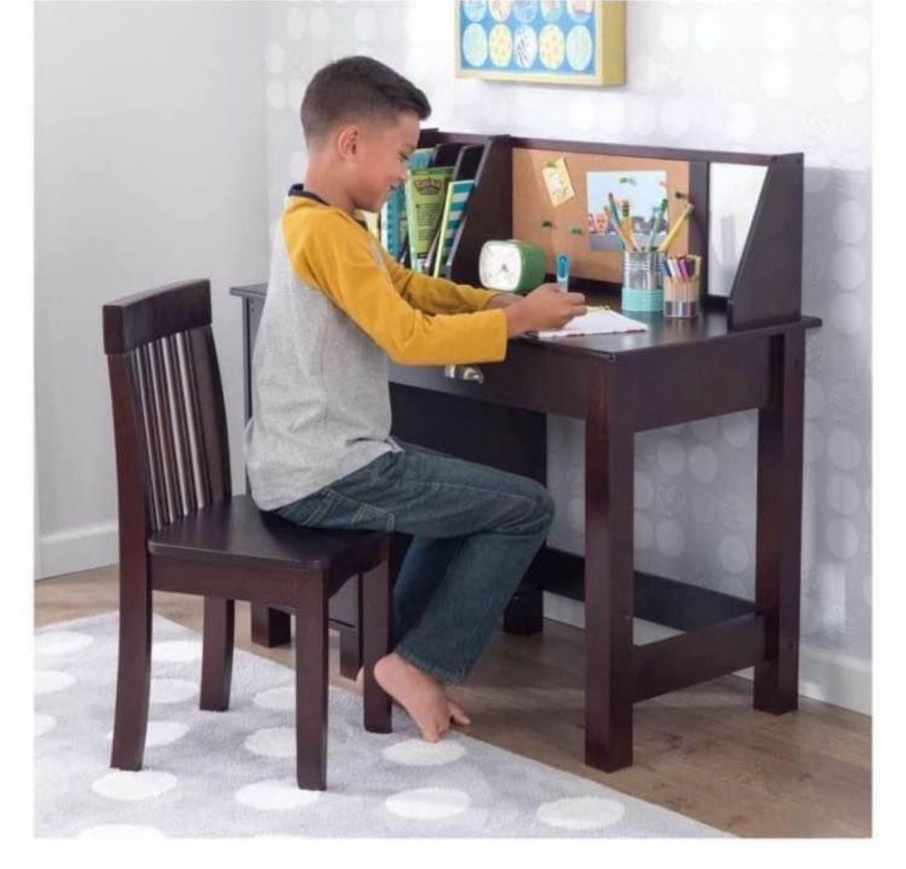 Black Friday Deal %60 off Wooden Children’s Study Desk & Chair – Espresso, New in Box