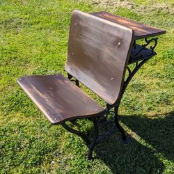 Vintage Metal & Wood School Desk Chair - Antique Style Classroom Furniture