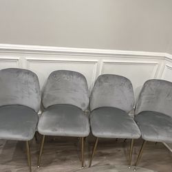 4 Chairs - Gray Velvet - Like New