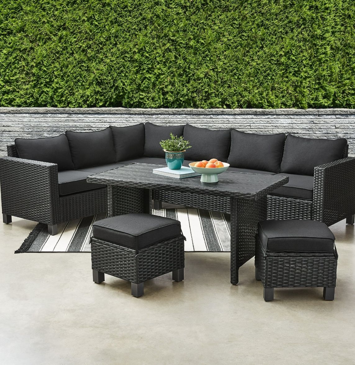 Better Homes & Gardens Brookbury 5-Piece Wicker Sectional Dining Set - Black