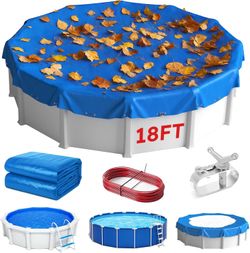 18 FT Above Ground Pool Cover, Extra Thick Waterproof All-Season Cover