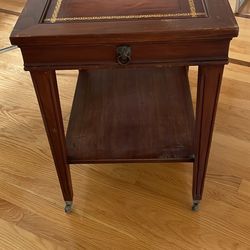 Side Table with Leather And Glass