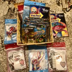Basket of Assorted Kid’s Play Packs and Craft Packs
