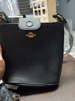Coach Black Leather Bucket Crossbody Bag