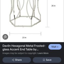 Chrome end table with white glass top. 