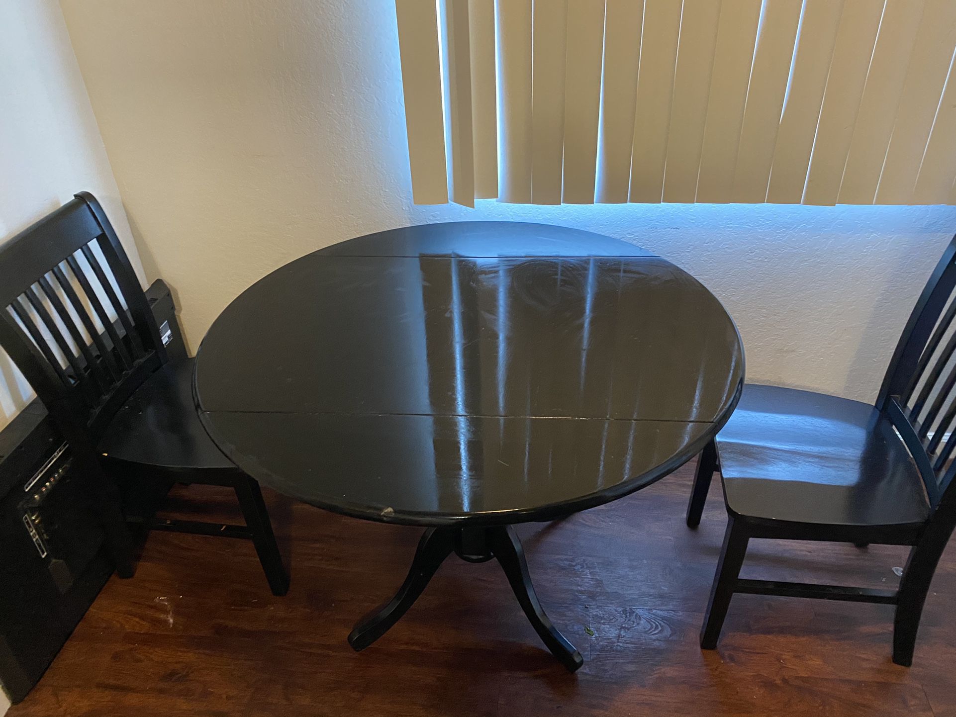 Black Kitchen Table W/pull Out Leaf