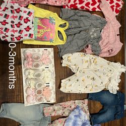 Baby Girl Clothes 0-3 M And Other Items