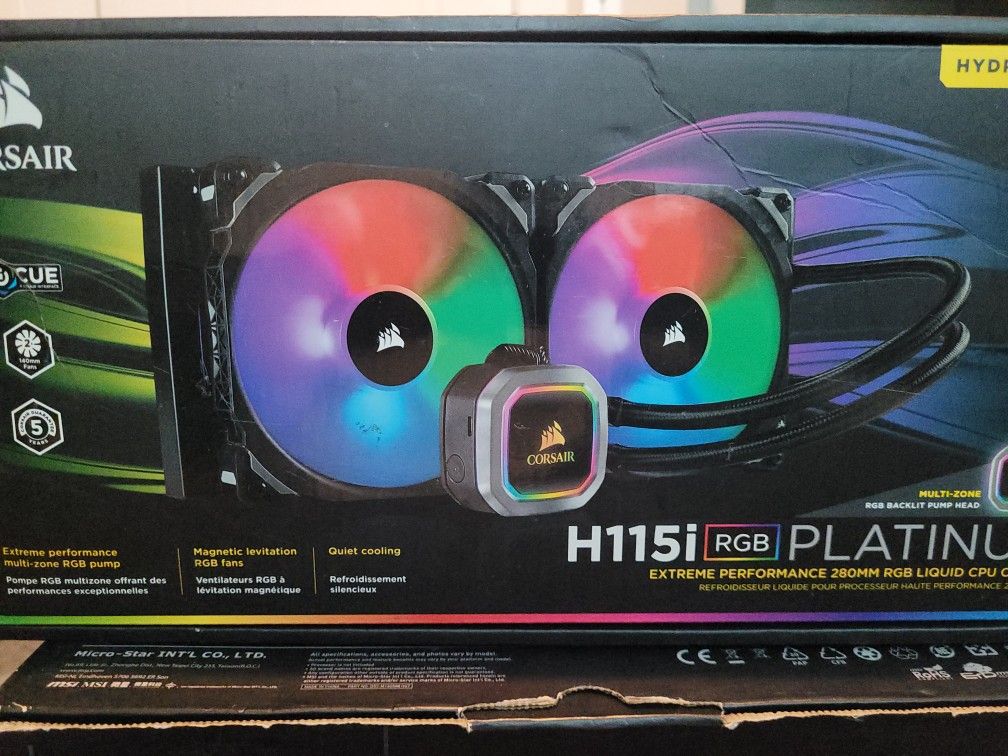 Cosair H115i All In One Liquid Pump Cooler (Fans Not Included)