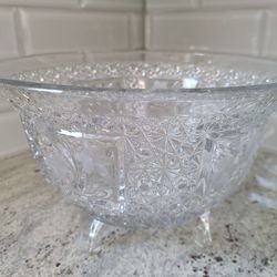 Vintage McKee Clear Glass 3-Toed Footed Bowl